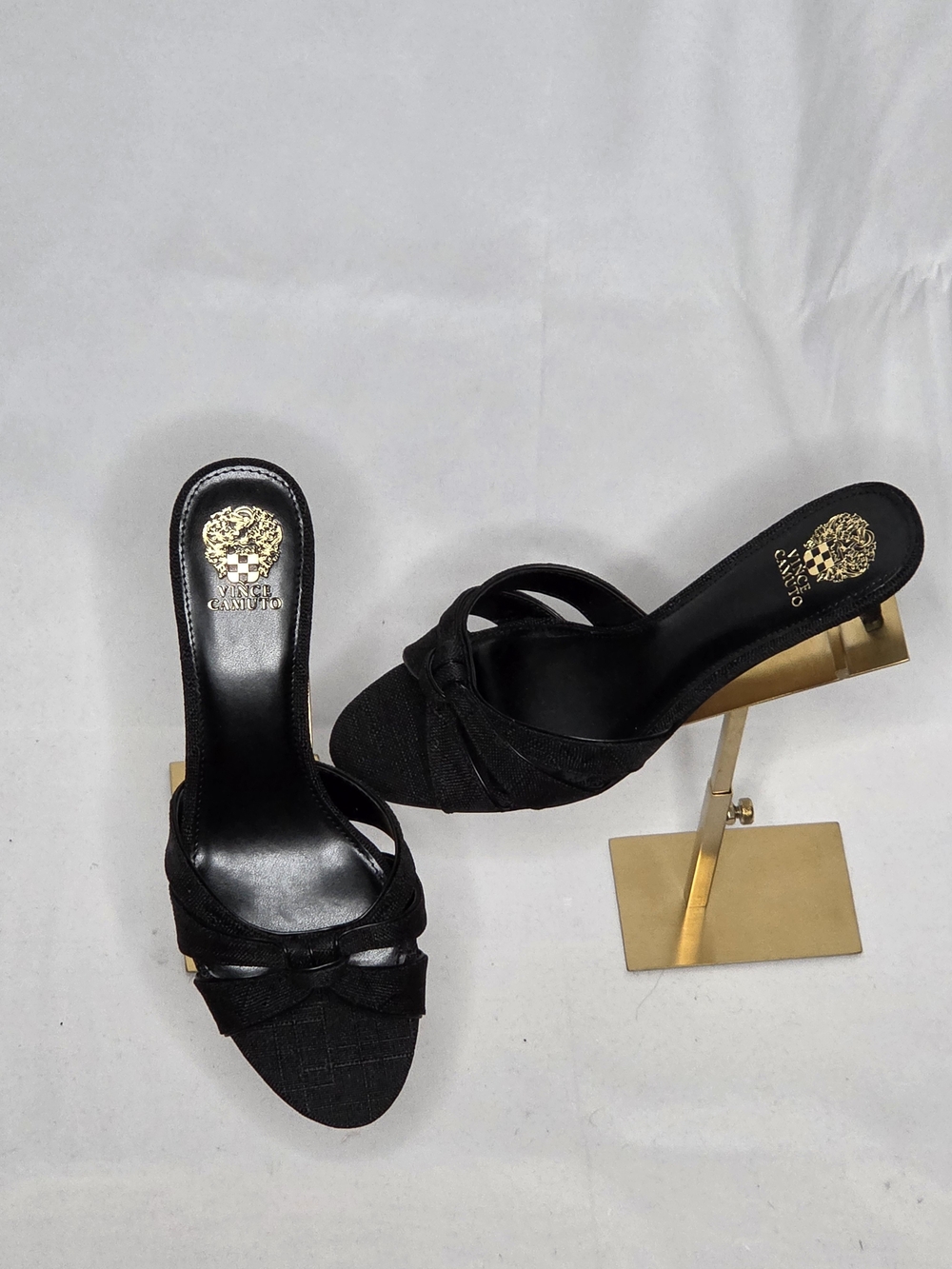 Vince Camuto Black Bow Kitten Heel Slide Sandals – Size 10 Medium (M)